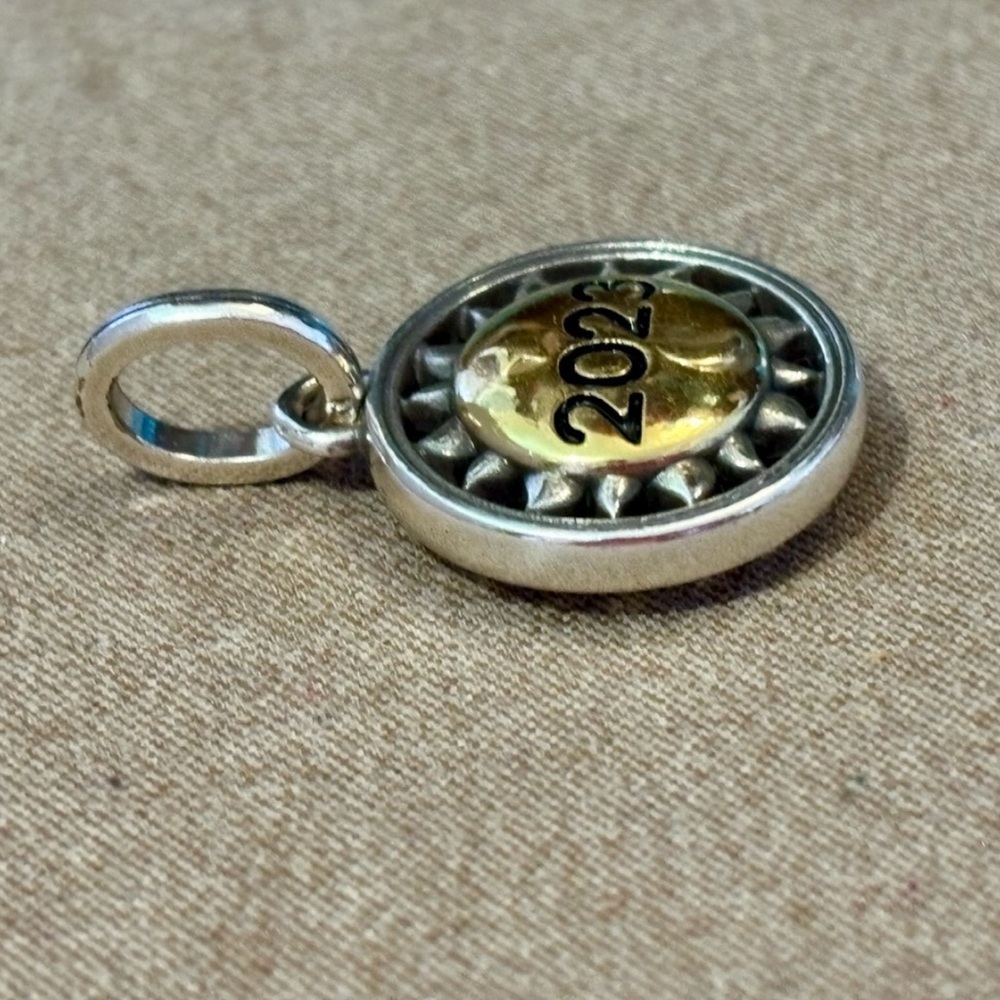 🆕 Brighton 2023 Charm in Silver-gold Sun, moon, & star Engraved with Love NWOT - Picture 3 of 5